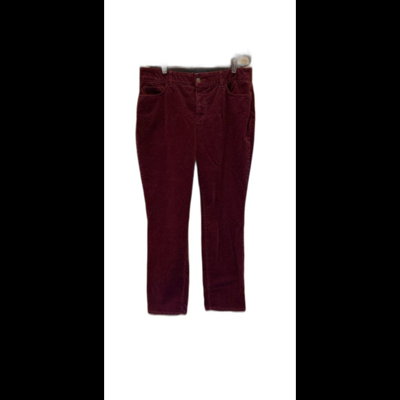 Chaps Corduroy Women’s Pants Stretch Waist Size 12 Dark Burgundy EUC Slacks - Picture 1 of 12